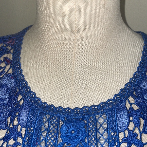 Marchesa Blue and Pink Lace Mini Dress - Picture 5 of 14